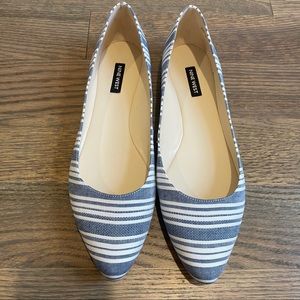 Nine West Speakup Flats 🥿 denim white stripes 9.5